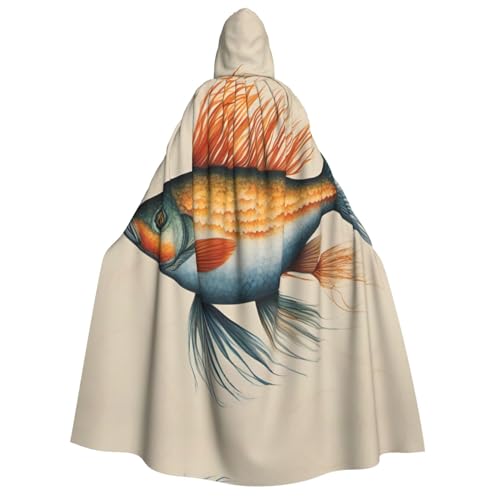 LLOTPQ Safflower Fliegender Fisch Volldruck Erwachsene Kapuzenumhang für Männer und Frauen - Perfekt für Cosplay, Halloween, Themenpartys und mehr von LLOTPQ