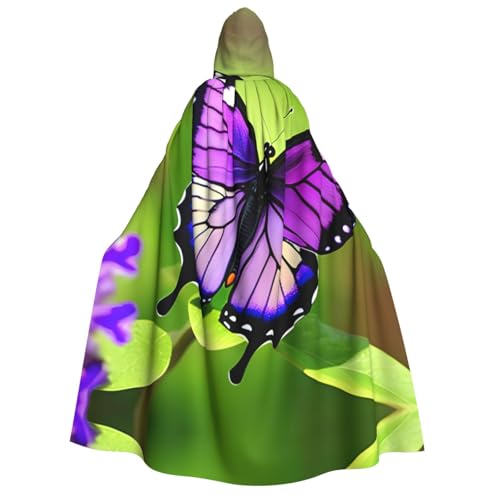 LLOTPQ Schmetterling Lila Volldruck Erwachsene Kapuzenumhang für Männer und Frauen - Perfekt für Cosplay, Halloween, Themenpartys und mehr von LLOTPQ