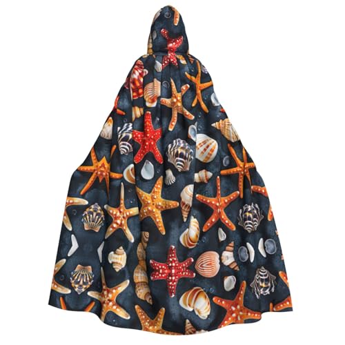 LLOTPQ Seestern und Muschelmuster Volldruck Erwachsene Kapuzenumhang für Männer und Frauen - Perfekt für Cosplay, Halloween, Themenpartys und mehr von LLOTPQ