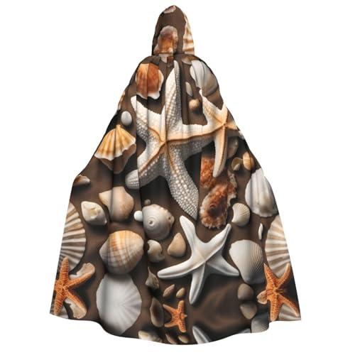 LLOTPQ Seestern und Muscheln Volldruck Erwachsene Kapuzenumhang für Männer und Frauen - Perfekt für Cosplay, Halloween, Themenpartys und mehr von LLOTPQ