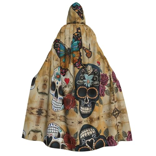 LLOTPQ Sugar Skulls Butterfly Full Print Erwachsene Kapuzenumhang für Männer und Frauen - Perfekt für Cosplay, Halloween, Themenpartys und mehr LLOTPQ Sugar Skulls Butterfly Full Print Erwachsene Kapuzenumhang für Männer und Frauen - Perfekt für Cosplay, Halloween, Themenpartys und mehr von LLOTPQ
