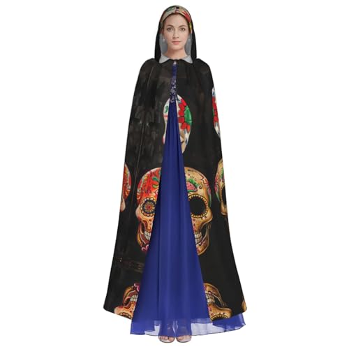 LLOTPQ Sugar Skulls Volldruck Erwachsene Kapuzenumhang für Männer und Frauen - Perfekt für Cosplay, Halloween, Themenpartys und mehr von LLOTPQ