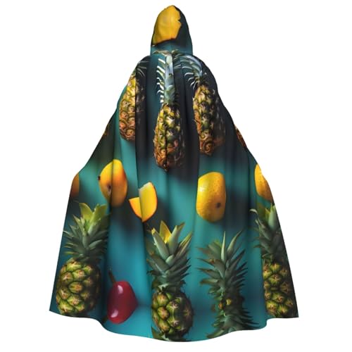 LLOTPQ Tropische Frucht Ananas Volldruck Erwachsene Kapuzenumhang für Männer und Frauen - Perfekt für Cosplay, Halloween, Themenpartys und mehr von LLOTPQ
