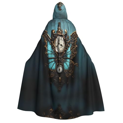 LLOTPQ Uhr Schmetterling Volldruck Erwachsene Kapuzenumhang für Männer und Frauen - Perfekt für Cosplay, Halloween, Themenpartys und mehr von LLOTPQ