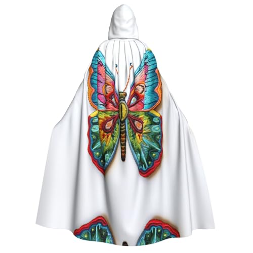 LLOTPQ Umhang mit Kapuze für Erwachsene mit buntem Schmetterling, bestickt, für Damen und Herren, perfekt für Cosplay, Halloween, Themenpartys und mehr LLOTPQ Umhang mit Kapuze für Erwachsene mit buntem Schmetterling, bestickt, für Damen und Herren, perfekt für Cosplay, Halloween, Themenpartys und mehr von LLOTPQ