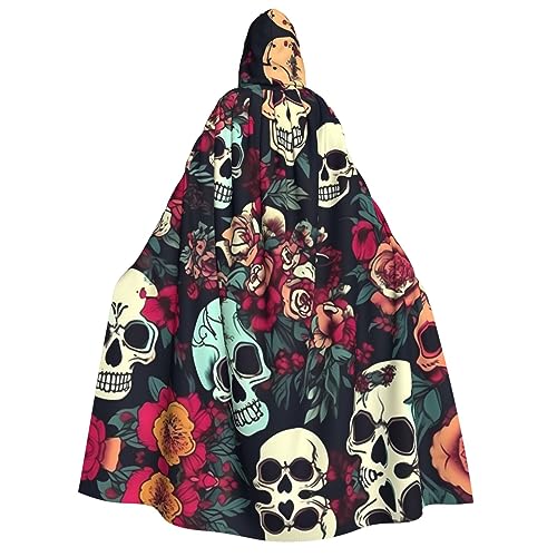 LLOTPQ Umhang mit bunten Totenköpfen und Totenköpfen für Erwachsene mit Kapuze für Damen und Herren – perfekt für Cosplay, Halloween, Themenpartys und mehr von LLOTPQ