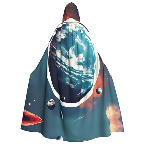 LLOTPQ Weltraumplanet Erde Volldruck Erwachsene Kapuzenumhang für Männer und Frauen - Perfekt für Cosplay, Halloween, Themenpartys und mehr von LLOTPQ