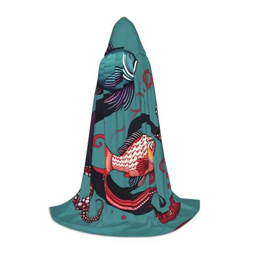 M Halloween Kapuzenumhang Fisch und Oktopus Druck für Erwachsene Unisex Kostüm Zubehör für Party, Karneval und mehr M Halloween Kapuzenumhang Fisch und Oktopus Druck für Erwachsene Unisex Kostüm Zubehör für Party, Karneval und mehr von LLOTPQ