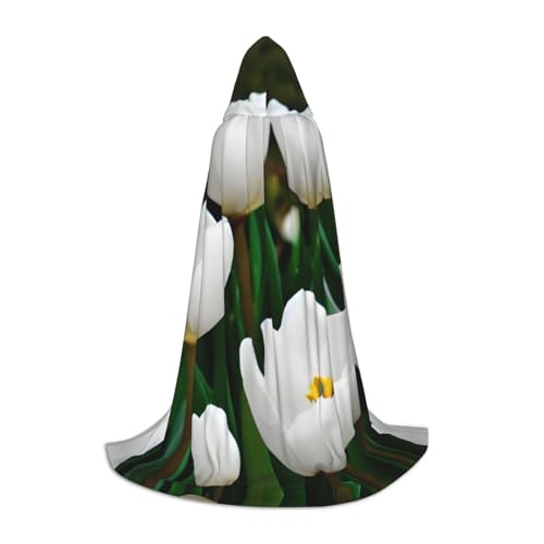 M Halloween Kapuzenumhang Weiße Tulpen Blumendruck für Erwachsene - Unisex Kostüm Zubehör für Partys, Karneval und mehr M Halloween Kapuzenumhang Weiße Tulpen Blumendruck für Erwachsene - Unisex Kostüm Zubehör für Partys, Karneval und mehr von LLOTPQ