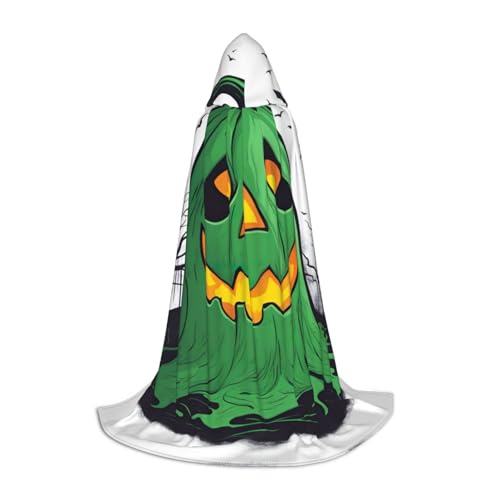 S Halloween Kapuzenumhang Grüner Geist Horror Halloween Kürbis Druck für Erwachsene Unisex Kostüm Zubehör für Partys, Karneval und mehr von LLOTPQ