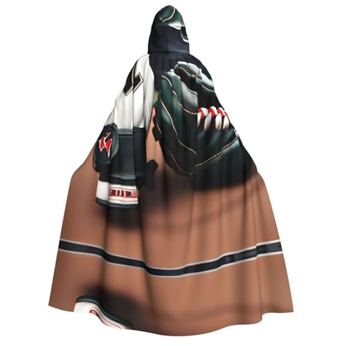 Unisex Erwachsene Halloween Kapuzenumhang - Baseball und Handschuhe Volldruck Kostüm Umhang für Partys, Karneval, Comic Ausstellungen von LLOTPQ