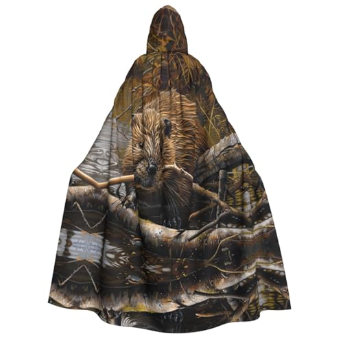 Unisex Erwachsene Halloween Kapuzenumhang - Biber arbeiten Volldruck Kostüm Umhang für Partys, Karneval, Comic Ausstellungen Unisex Erwachsene Halloween Kapuzenumhang - Biber arbeiten Volldruck Kostüm Umhang für Partys, Karneval, Comic Ausstellungen von LLOTPQ