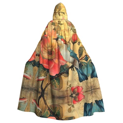 Unisex Erwachsene Halloween Kapuzenumhang - Blume und Vogel Volldruck Kostüm Umhang für Cosplay, Party und Themenveranstaltungen Unisex Erwachsene Halloween Kapuzenumhang - Blume und Vogel Volldruck Kostüm Umhang für Cosplay, Party und Themenveranstaltungen von LLOTPQ