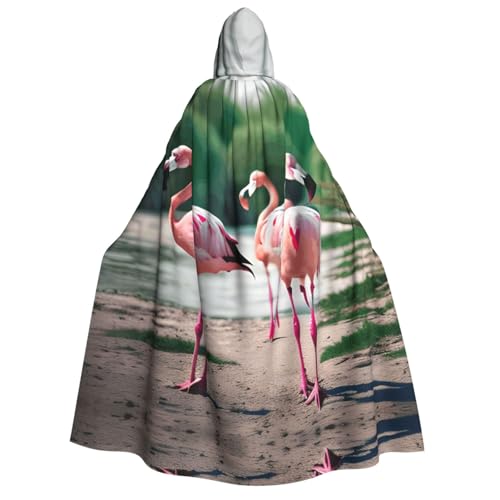 Unisex Erwachsene Halloween Kapuzenumhang - Flamingos und Ananas Volldruck Kostüm Umhang für Partys, Karneval, Comic Ausstellungen von LLOTPQ