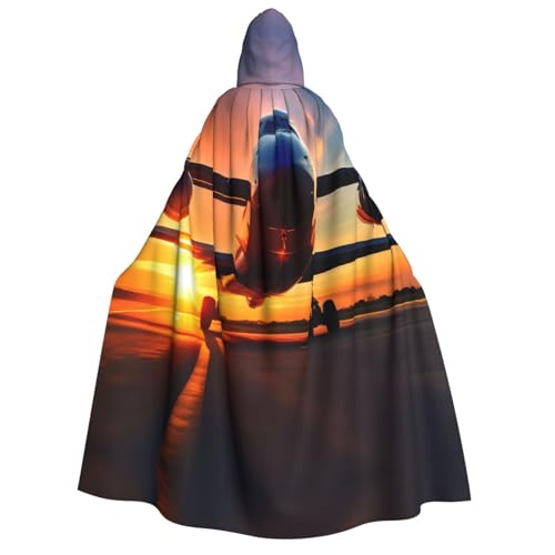 Unisex Erwachsene Halloween Kapuzenumhang - Flugzeug Sonnenuntergang Himmel Volldruck Kostüm Umhang für Partys, Karneval, Comic Ausstellungen Unisex Erwachsene Halloween Kapuzenumhang - Flugzeug Sonnenuntergang Himmel Volldruck Kostüm Umhang für Partys, Karneval, Comic Ausstellungen von LLOTPQ