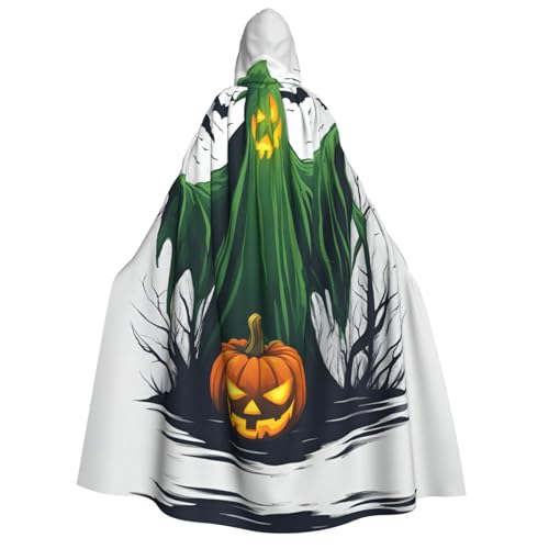 Unisex Erwachsene Halloween Kapuzenumhang - Grüner Geist Horror Halloween Kürbis Volldruck Kostüm Umhang für Party Karneval Comic Ausstellungen von LLOTPQ