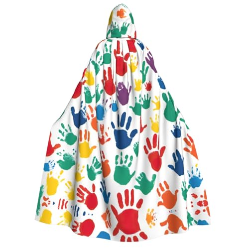 Unisex Erwachsene Halloween Kapuzenumhang - Handabdruck Volldruck Kostüm Umhang für Partys, Karneval, Comic Ausstellungen von LLOTPQ