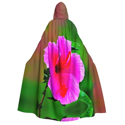 Unisex Erwachsene Halloween Kapuzenumhang - Hibiskus Blumen Muster Volldruck Kostüm Umhang für Partys, Karneval, Comic Ausstellungen von LLOTPQ