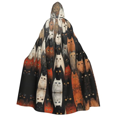 Unisex Erwachsene Halloween Kapuzenumhang - Katze Volldruck Kostüm Umhang für Party Karneval Comic Ausstellungen von LLOTPQ
