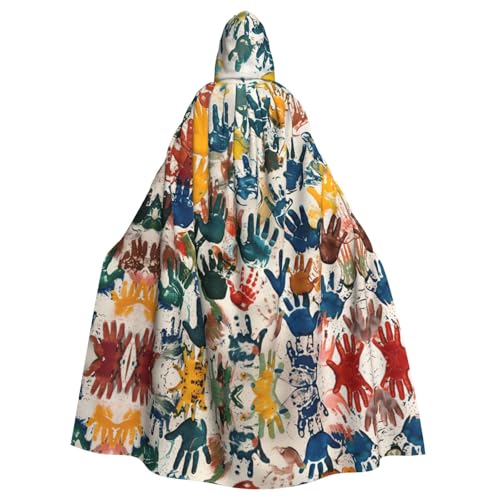 Unisex Erwachsene Halloween Kapuzenumhang – Kinder Handabdruck Volldruck Kostüm Umhang für Cosplay, Party und Themenveranstaltungen Unisex Erwachsene Halloween Kapuzenumhang – Kinder Handabdruck Volldruck Kostüm Umhang für Cosplay, Party und Themenveranstaltungen von LLOTPQ