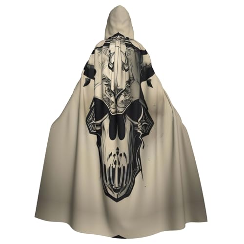 Unisex Erwachsene Halloween Kapuzenumhang – Läufer Stier Schädel Volldruck Kostüm Umhang für Cosplay, Party und Themenveranstaltungen Unisex Erwachsene Halloween Kapuzenumhang – Läufer Stier Schädel Volldruck Kostüm Umhang für Cosplay, Party und Themenveranstaltungen von LLOTPQ