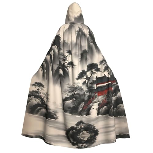 Unisex Erwachsene Halloween Kapuzenumhang - Landschaftsmalerei Volldruck Kostüm Umhang für Partys, Karneval, Comic Ausstellungen von LLOTPQ