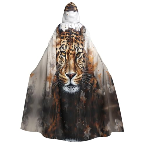 Unisex Erwachsene Halloween Kapuzenumhang - Leopardenmuster Volldruck Kostüm Umhang für Partys, Karneval, Comic Ausstellungen von LLOTPQ