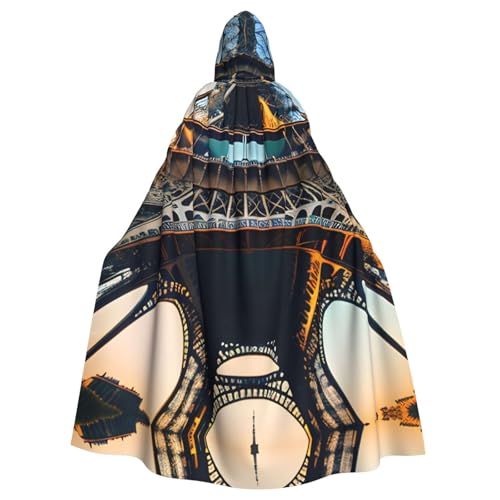 Unisex Erwachsene Halloween Kapuzenumhang - Paris Eiffelturm Bild Volldruck Kostüm Umhang für Cosplay, Party und Themenveranstaltungen von LLOTPQ