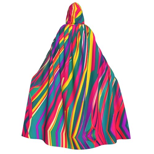 Unisex Erwachsene Halloween Kapuzenumhang - Regenbogen Linien Volldruck Kostüm Umhang für Partys, Karneval, Comic Ausstellungen von LLOTPQ