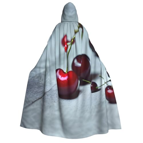 Unisex Erwachsene Halloween Kapuzenumhang - Rote Kirschen Muster Volldruck Kostüm Umhang für Partys, Karneval, Comic Ausstellungen von LLOTPQ