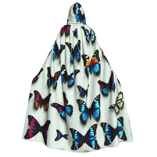 Unisex Erwachsene Halloween Kapuzenumhang - Schmetterling und Cello Volldruck Kostüm Umhang für Partys, Karneval, Comic Ausstellungen von LLOTPQ