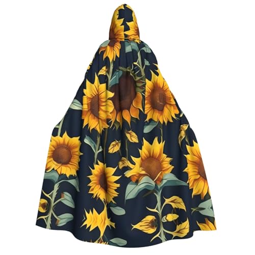 Unisex Erwachsene Halloween Kapuzenumhang - Schöner Sonnenblumendruck Volldruck Kostüm Umhang für Partys, Karneval, Comic Ausstellungen von LLOTPQ