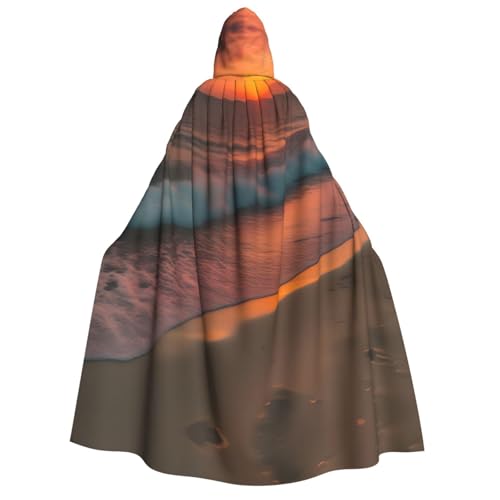 Unisex Erwachsene Halloween Kapuzenumhang - Sonnenuntergang am Strand Volldruck Kostüm Umhang für Partys, Karneval, Comic Ausstellungen von LLOTPQ