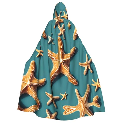 Unisex Erwachsene Halloween Kapuzenumhang - Strand Seestern Volldruck Kostüm Umhang für Party Karneval Comic Ausstellungen von LLOTPQ