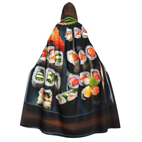 Unisex Erwachsene Halloween Kapuzenumhang - Sushi-Muster Volldruck Kostüm Umhang für Partys, Karneval, Comic-Ausstellungen von LLOTPQ