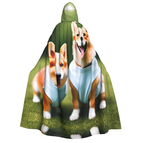 Unisex Erwachsene Halloween Kapuzenumhang - Tragen Kleidung Corgi Hunde Volldruck Kostüm Umhang für Partys, Karneval, Comic Ausstellungen von LLOTPQ