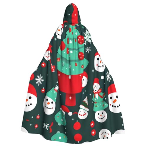 Unisex Erwachsene Halloween Kapuzenumhang - Weihnachtsbaum und Schneemann Volldruck Kostüm Umhang für Cosplay, Party und Themenveranstaltungen von LLOTPQ