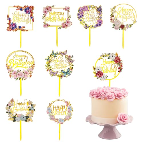 9 Stück Schmetterlinge Torten Deko,Happy Birthday-Kuchenaufsätze,Golden Cake Toppers für Geburtstagsparty 9 Stück Schmetterlinge Torten Deko,Happy Birthday-Kuchenaufsätze,Golden Cake Toppers für Geburtstagsparty von LLOUSSAK
