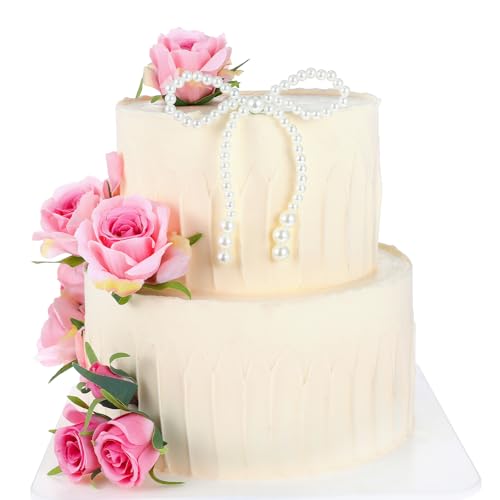 Perlenschleifen-Kuchenaufsatz, Kunstperlenkette, Schleifen für Kuchendekoration, elegante Schleife, Brautparty, Kuchendekorationen, Kokette-Party-Dekor für Geburtstag, Hochzeit, Perlenschleifen-Kuchenaufsatz, Kunstperlenkette, Schleifen für Kuchendekoration, elegante Schleife, Brautparty, Kuchendekorationen, Kokette-Party-Dekor für Geburtstag, Hochzeit, von LLOUSSAK