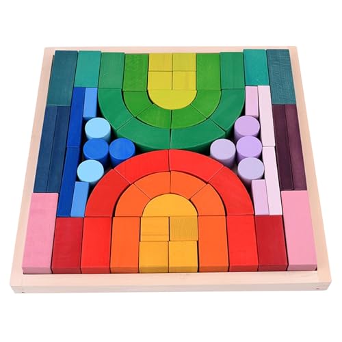 LLTCMYGS Baustein Schloss Regenbogen Puzzle Spielzeug, Montessori Kreativität Puzzle Baustein Spielzeug von LLTCMYGS