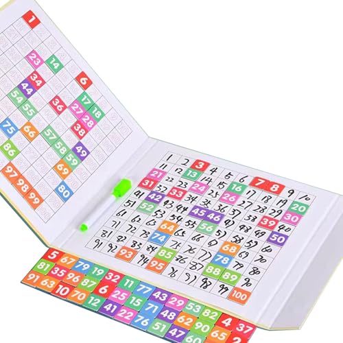 LLTCMYGS Buchstil 1-100 Magnetisches Hunderterbrett, Montessori Mathematik Erleuchtungsspielzeug von LLTCMYGS
