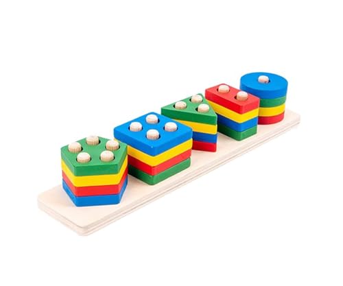 LLTCMYGS Form Paarung Geometrie Lehrmittel Tafel, Holz Sortieren Stapeln Montessori Spielzeug von LLTCMYGS