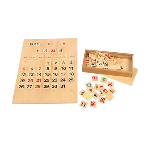 LLTCMYGS Hölzerne frühkindliche Kalenderuhr Montessori lehrt AIDS, kognitives Datum Spielzeug von LLTCMYGS