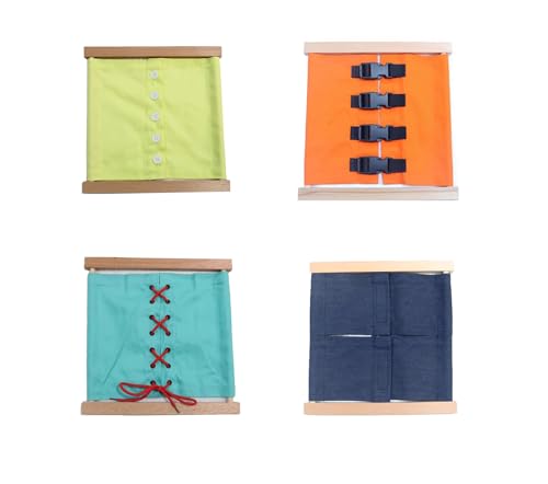 LLTCMYGS Hölzernes Schminkbrett Life Teaching AIDS, Montessori Life Dressing Board Busy Teaching AIDS (4 Stück) von LLTCMYGS