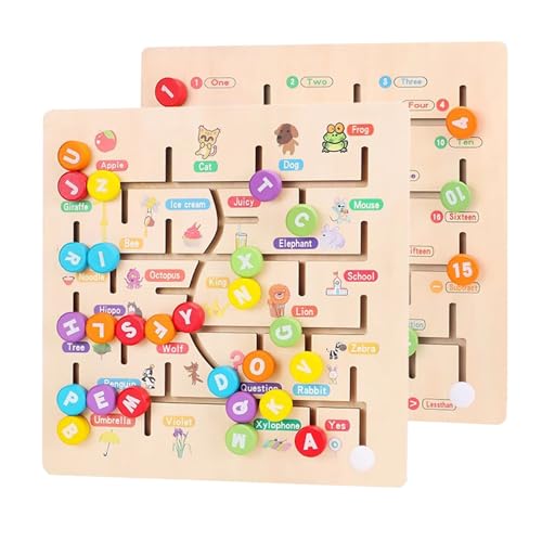 LLTCMYGS Hölzernes Zahlen- und Buchstabenlabyrinth Kognitives Zuordnungsspiel, Montessori Vorschul-Bildungsspielzeug LLTCMYGS Hölzernes Zahlen- und Buchstabenlabyrinth Kognitives Zuordnungsspiel, Montessori Vorschul-Bildungsspielzeug von LLTCMYGS