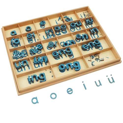 LLTCMYGS Hölzernes blaues chinesisches Schriftzeichen Vokal Lehrmittel-Set, Sprachlernmaterialien von LLTCMYGS