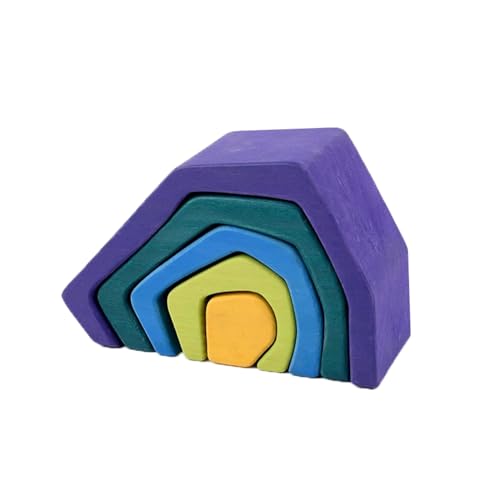 LLTCMYGS Holz Erde Element Baustein Spielzeug, Regenbogen Stein Baustein Kinderspielzeug von LLTCMYGS