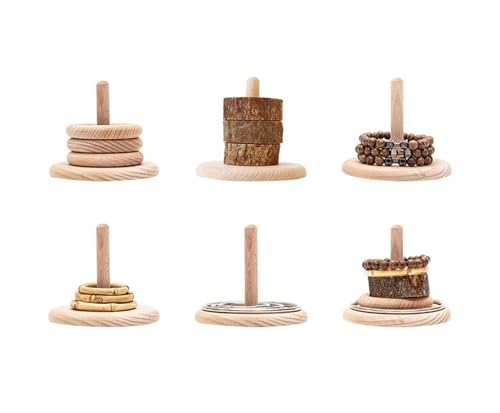 LLTCMYGS Holz gestapeltes Ring-Set Lehrhilfen, Montessori Vorschule Ringspielzeug (6 Teile) von LLTCMYGS
