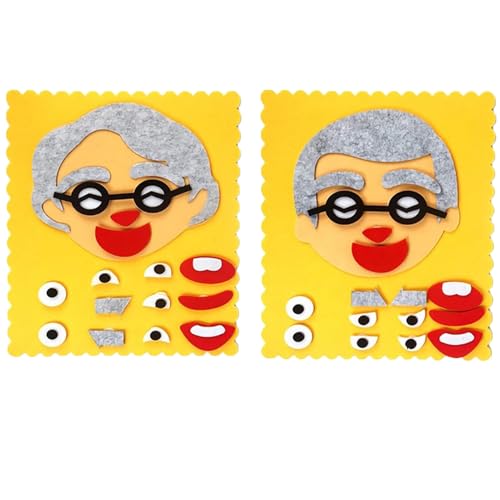 LLTCMYGS Kinder DIY Change Expression Teaching AIDS, Montessori Kinderaktivitäten Lernspielzeug,Grandma and Grandpa von LLTCMYGS