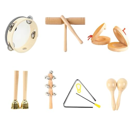 LLTCMYGS Kinder Musikinstrumente Spielzeug, Montessori Perkussionsinstrument Set Spielzeug (7 Stück) von LLTCMYGS